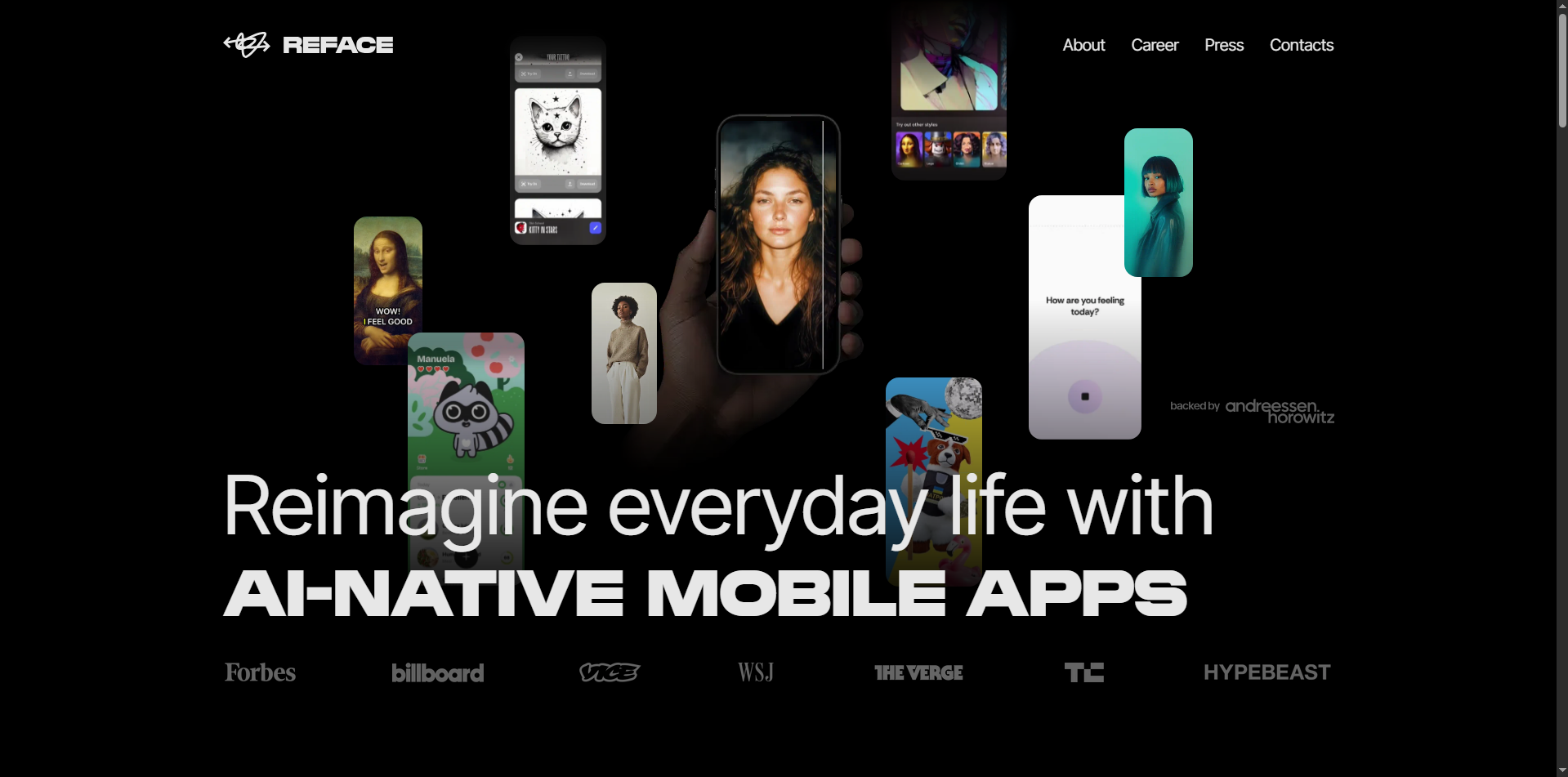 Reface application layout overview