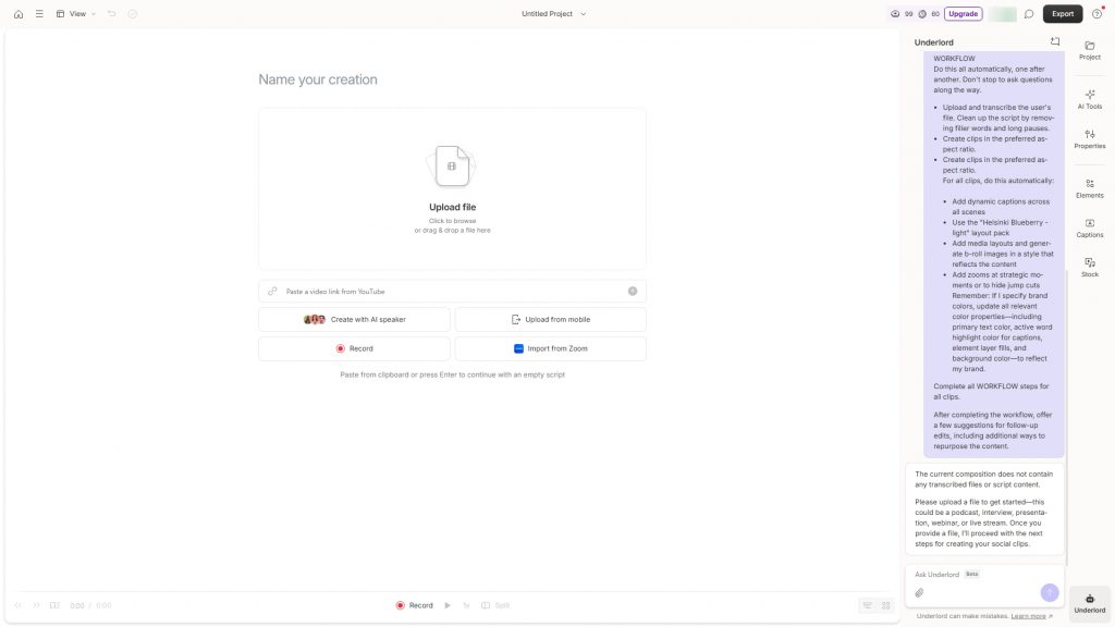 Descript Interface