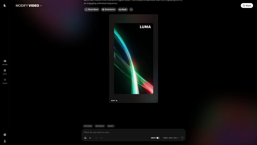 Luma AI Interface