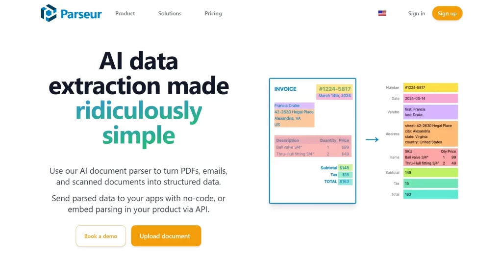Parseur home page