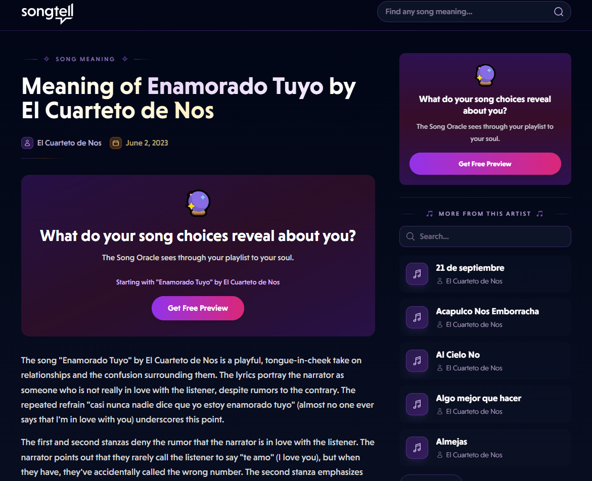 The Competition and What Sets Songtell Apart