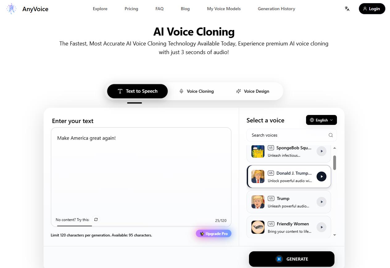 AnyVoice.net: Fastest Speed & Cleanest Audio Quality