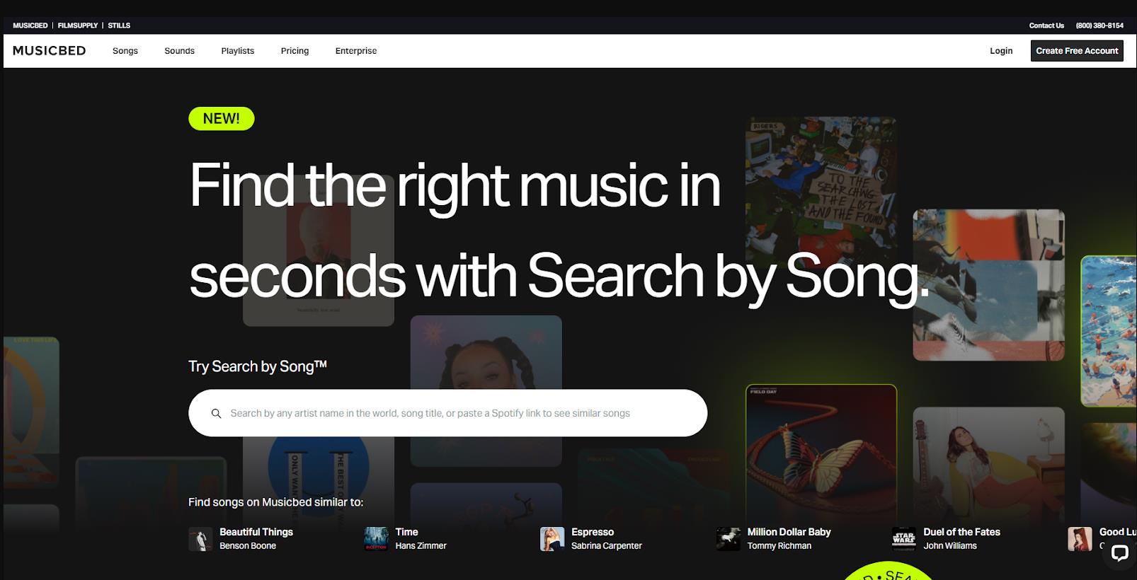 Musicbed Search by Song