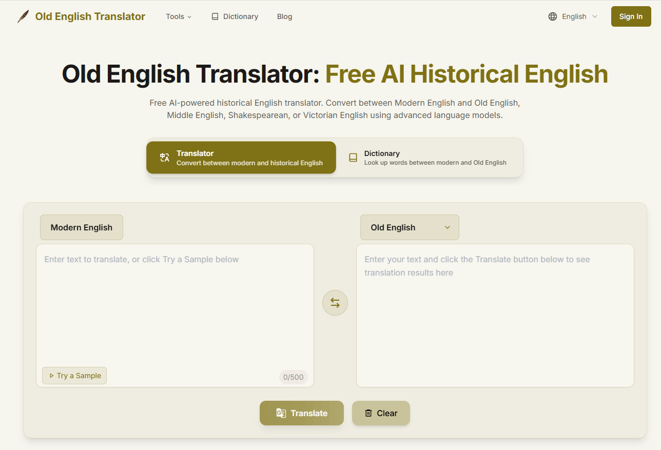 Old English Translator Tools