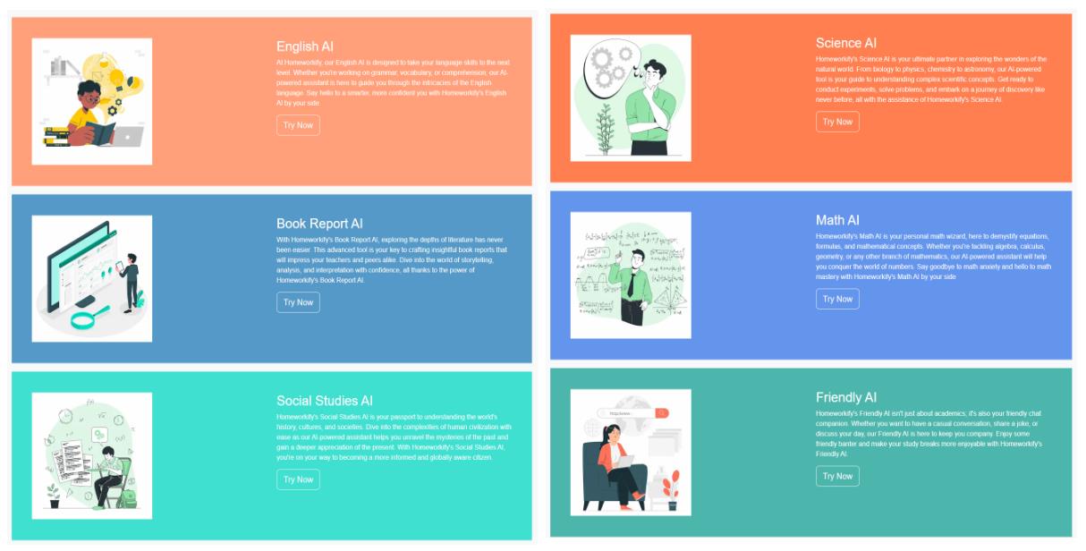Built-in Homeworkify Free AI tools