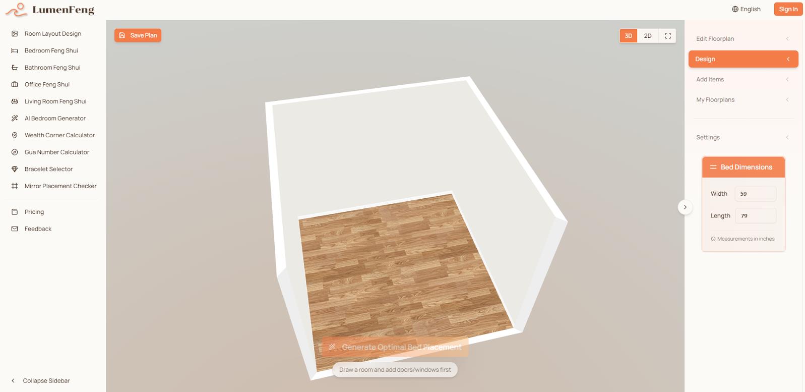 Feng Shui Bedroom Layout Generator (LumenFeng)