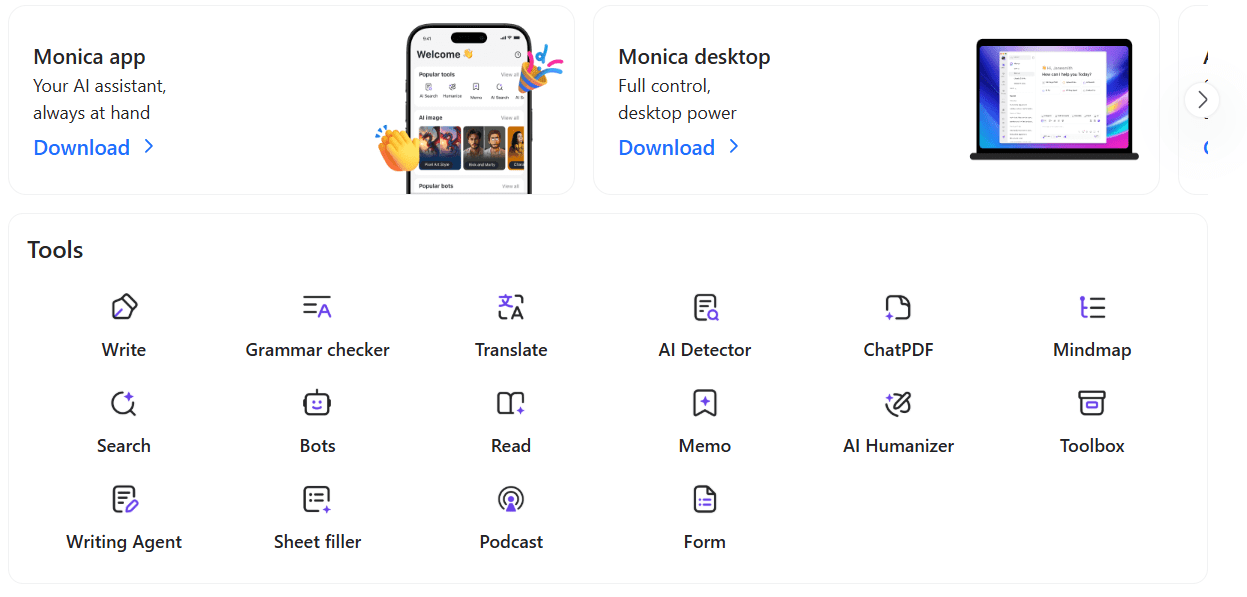 Monica's sidebar is always at your service