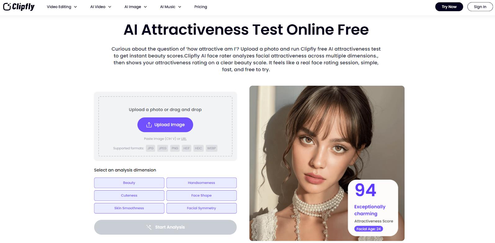 Clipfly AI Attractiveness Test