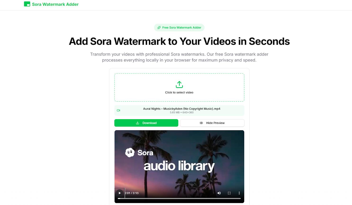 Sora Watermark Adder Tool