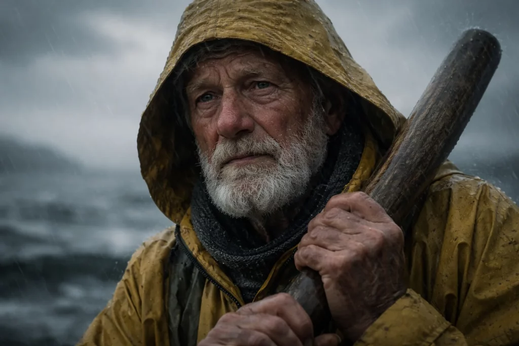 Generated elderly fisherman