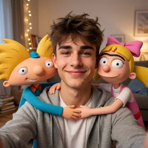 Selfie With Cartoon Characters from Hey Arnold!