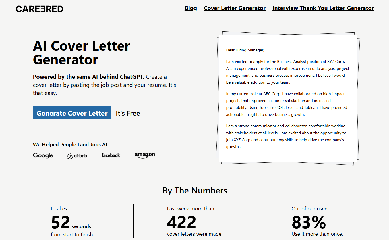 Careered AI: Custom AI Cover Letter Generator