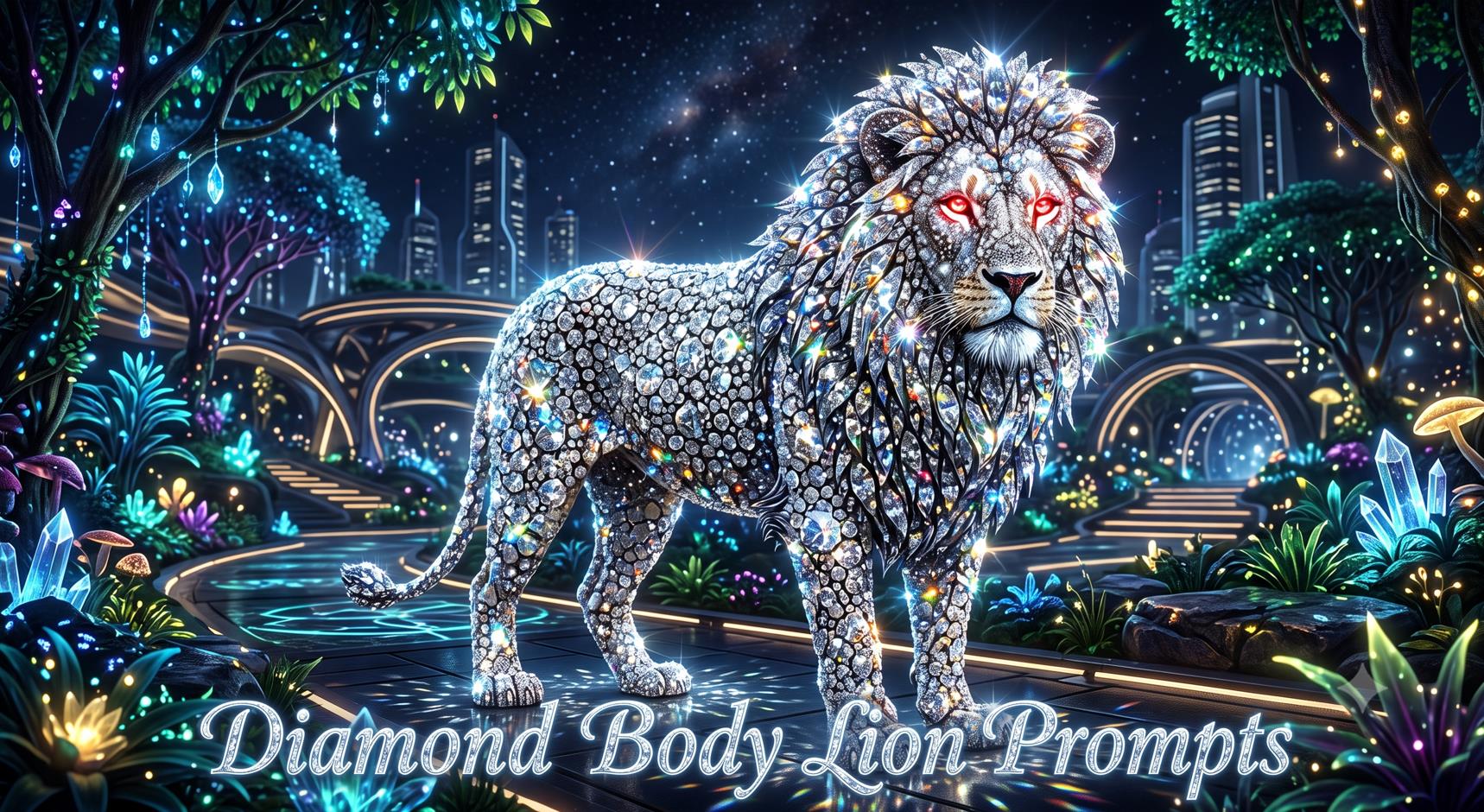 AI Image Creator Prompt Diamond Body Lion Walking