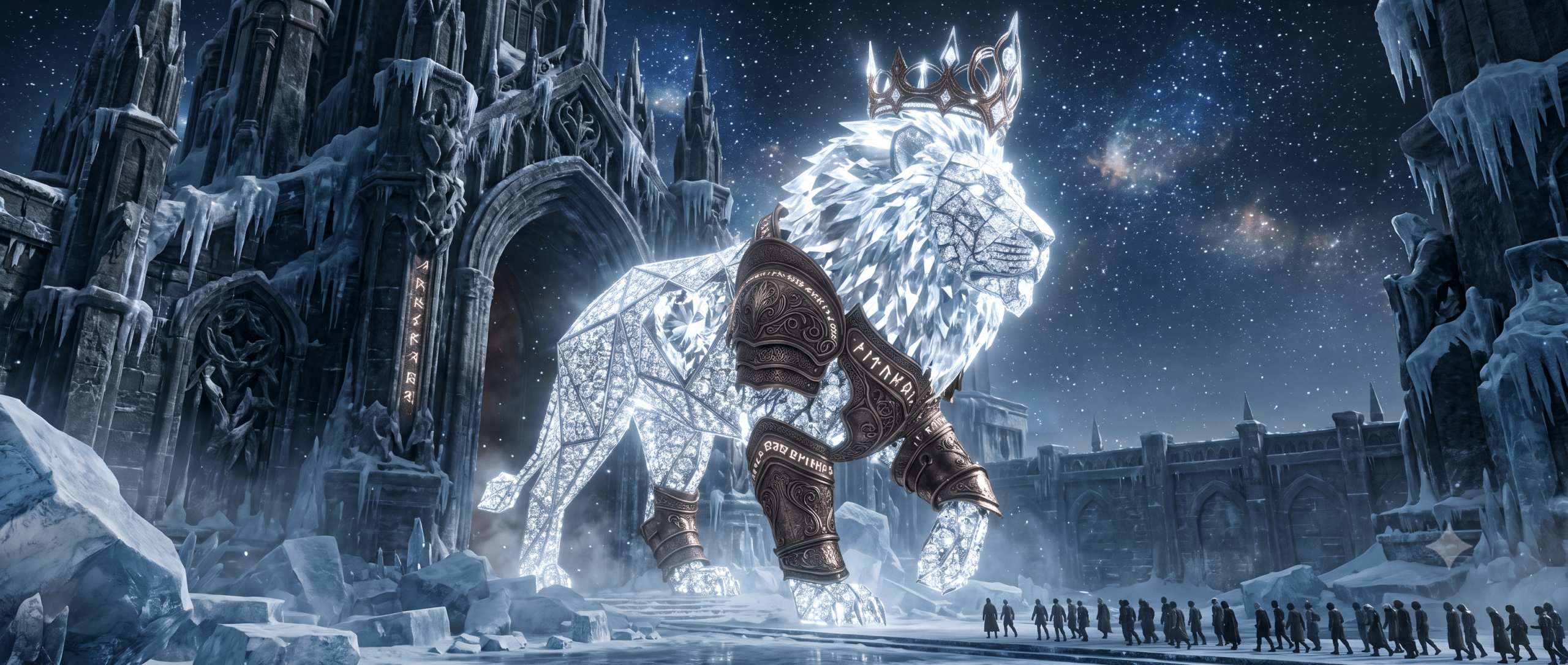 Epic Fantasy Diamond Lion King Regal Portrait
