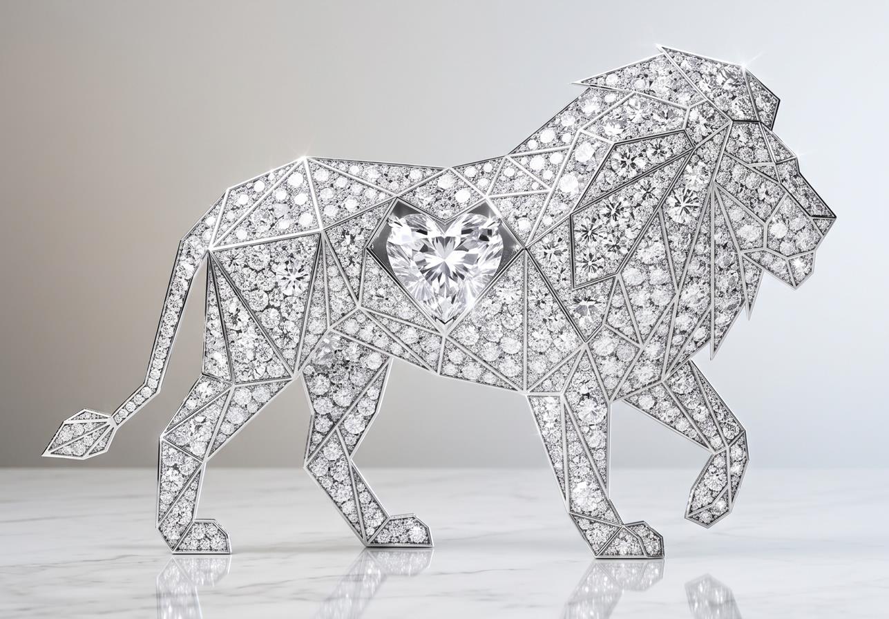 Luxury Fashion Diamond Lion Styled Portrait