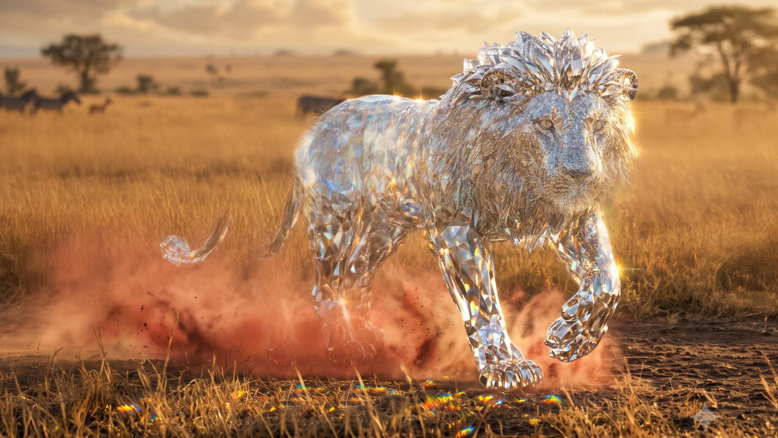 Walking Diamond Lion with Dynamic Motion