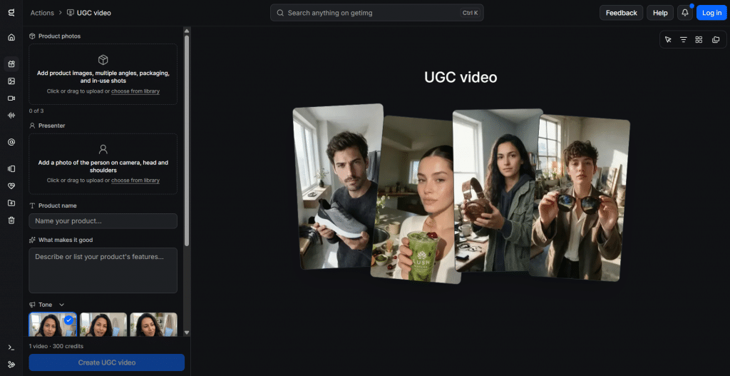 Dark-mode web application workspace for getimg.ai showing updated character creation settings with highlighted blue selection indicators for male East Asian attributes, sci-fi armor outfit, 16:9 aspect ratio, and 4K quality rendering.